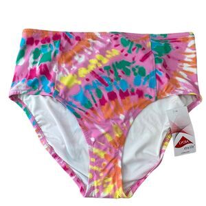 New Land's End Primrose Pink Tye Dye Bikini‎ Bottoms Sz 12